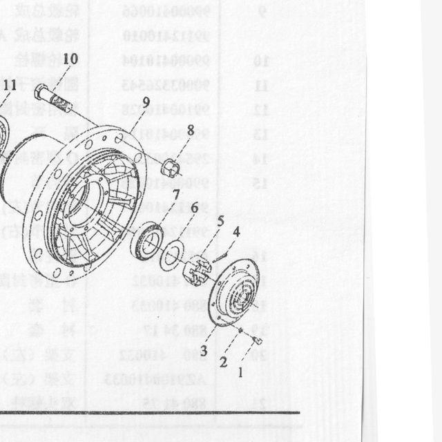 Гайка шестигранная прорезная тип II мелкий шаг — положение на схеме Передняя ось II