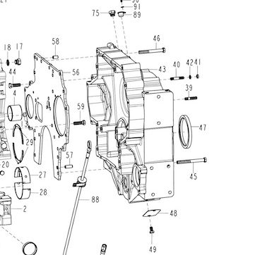 Сальник коленвала задний D12 HOWO A7 (Хово А7) — положение на схеме Блок цилиндров D12 E2