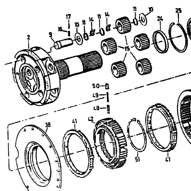 Пружина синхронизатора АКПП ZF 12TX2620TD SHACMAN X6000 0732.040.929 ORIGINAL — положение на схеме Шестерни демультипликатора
