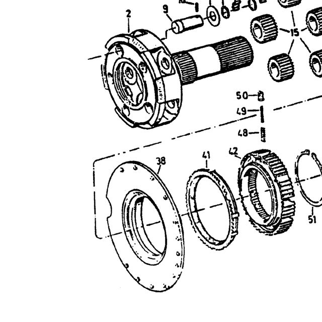 Ступица синхронизатора делителя КПП ZF 5S-111GP HOWO (Хово) BEIFANG BENCHI — положение на схеме Шестерни демультипликатора