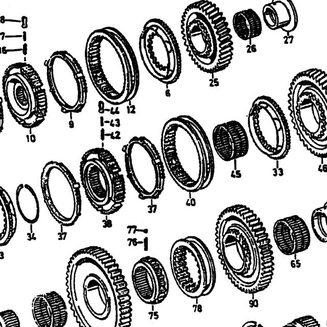 Муфта шестерни пониженного заднего хода соединительная КПП ZF 5S-150 зубчатая HOWO (Хово) — положение на схеме Вторвал. Синхронизатор. Шестерни.  5s-111GP 5S150GP 4s-130P
