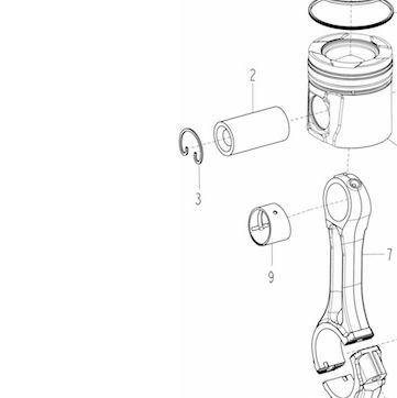 Кольцо стопорное поршневого пальца D12 HOWO A7 (Хово А7) — положение на схеме Поршень и шатун D12 Euro3