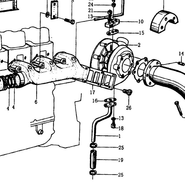 Прокладка турбокомпрессора к выпускному коллектору HOWO (Хово) — положение на схеме Коллектор впускной WD615 (1)