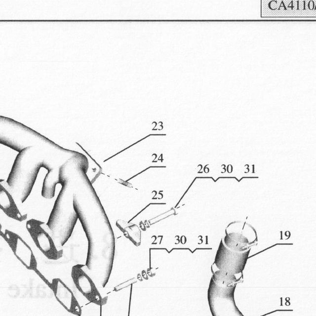 Шпилька — положение на схеме Впускной и выпускной коллектора