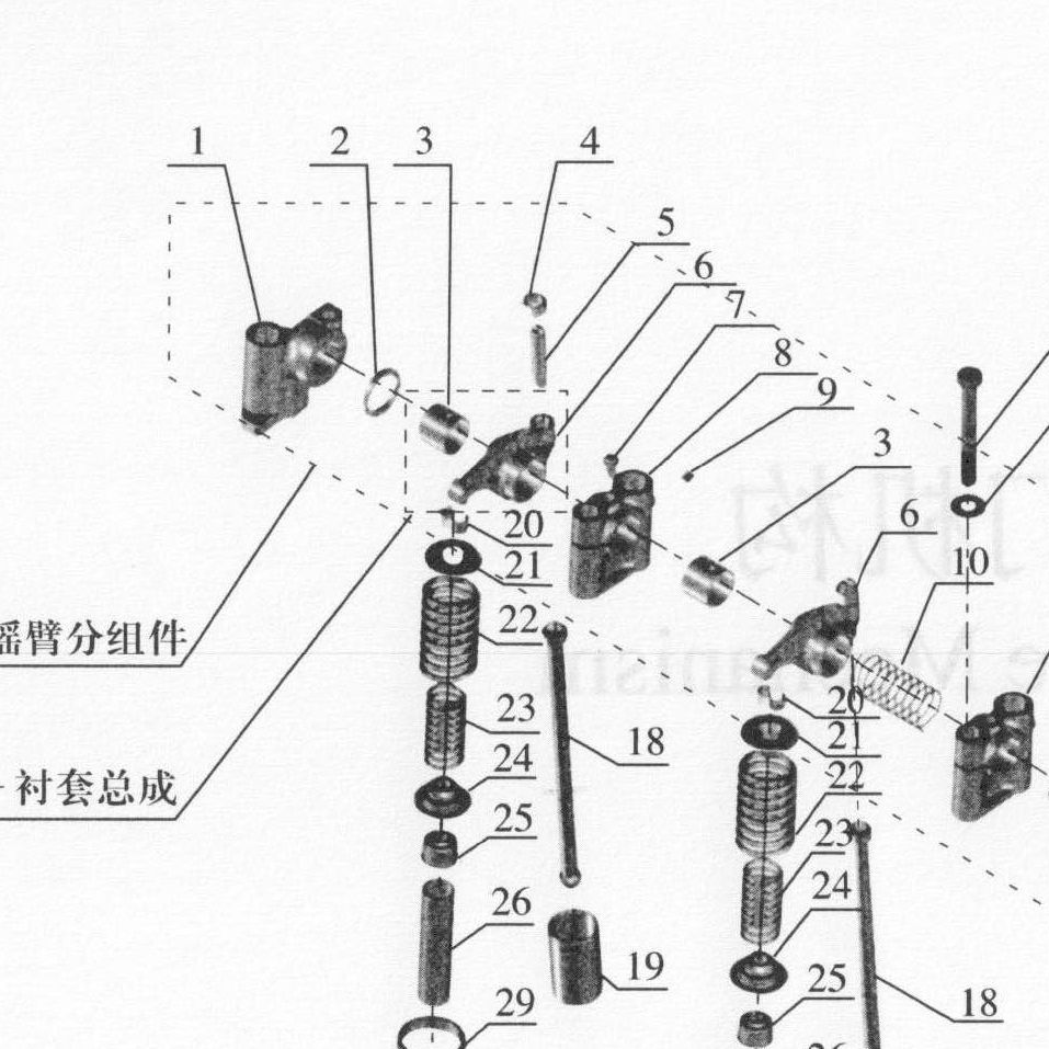 Сухарь клапана CA4110 FOTON (Фотон) 1089 5121 — положение на схеме Ось коромысел