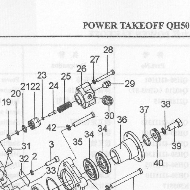 Пружинная шайба M8 — положение на схеме Коробка отбора мощности QH50