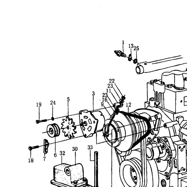 Генератор 35A 24V Евро-2 HOWO (Хово) — положение на схеме Стартер и генератор.