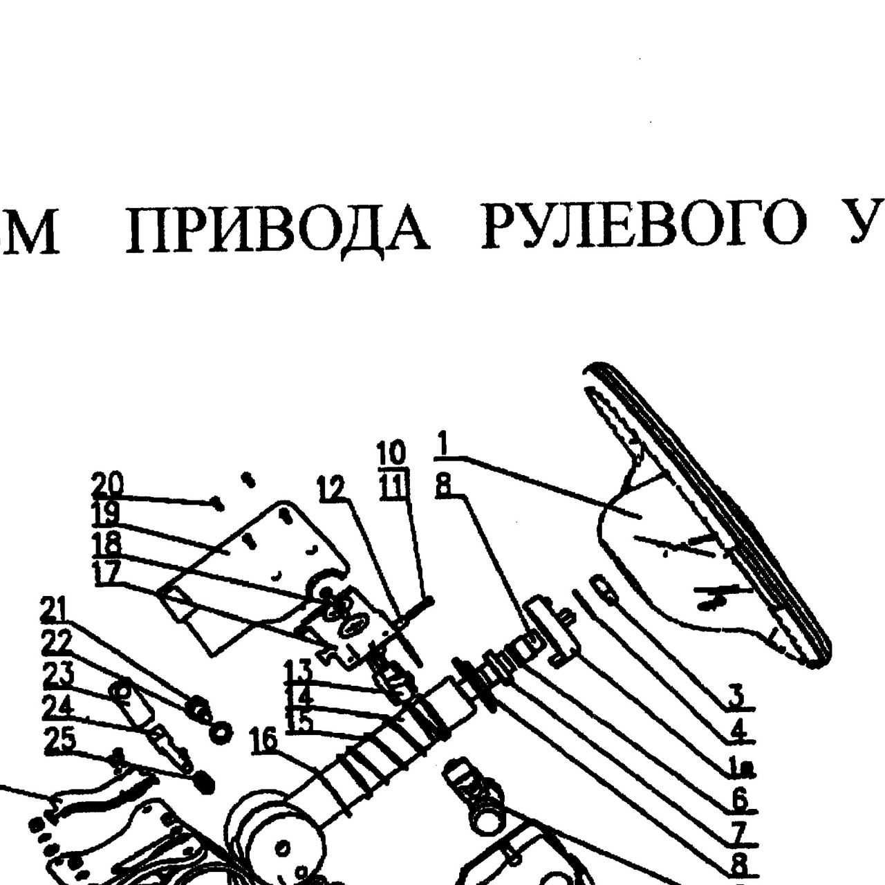 Рулевое колесо HOWO (Хово) — положение на схеме Механизм привода рулевого управления (колесо рулевое, рулевой кардан)