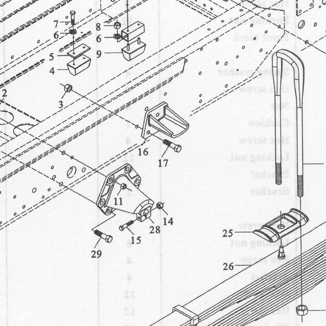 Болт / штифт — положение на схеме Задняя подвеска 4×2