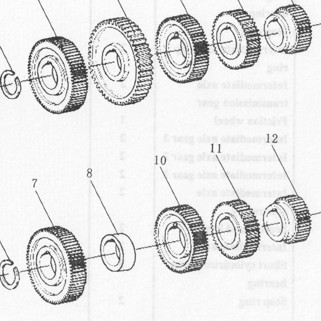 Шестерня 3 передачи промежуточного вала КПП Fuller HOWO (Хово) — положение на схеме Промежуточный вал в сборе левый/правый 8JS118