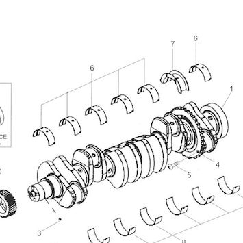 Вкладыш коренной верхний 0.50 CUMMINS (Камминз) 4BT 6BT ISB ISD — положение на схеме Коленчатый вал и вкладыши коренные