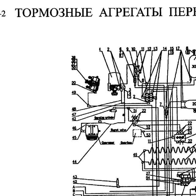 Рессивер HOWO (Хово) — положение на схеме Передняя тормозная система.