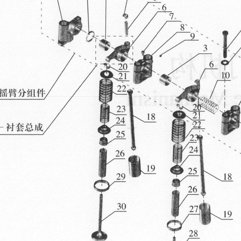 Тарелка клапана CA4110 FOTON (Фотон) 1089 5121 — положение на схеме Ось коромысел