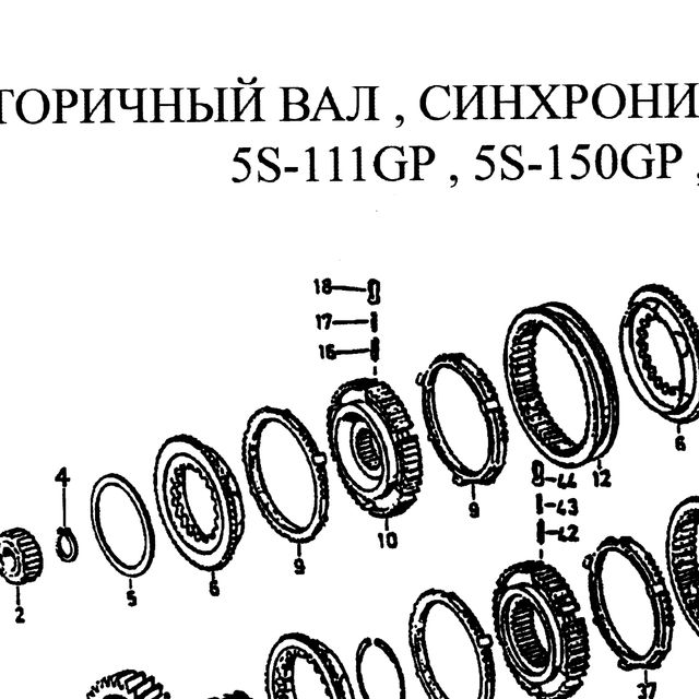 Пружина сухаря синхронизатора делителя наруж. HOWO (Хово) КПП ZF 5S-150GP — положение на схеме Вторвал. Синхронизатор. Шестерни.  5s-111GP 5S150GP 4s-130P