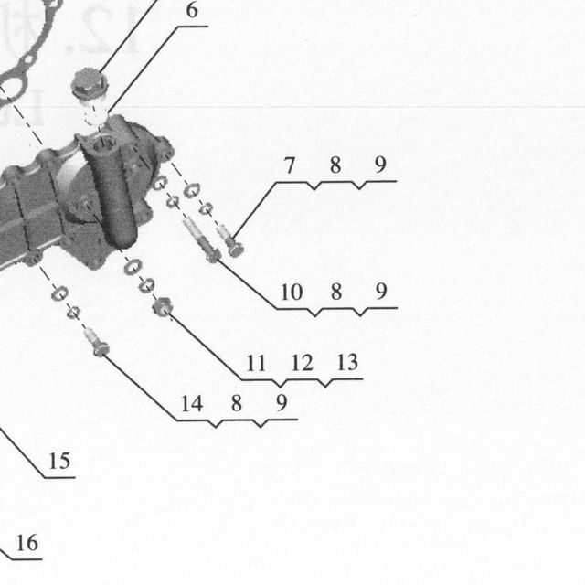 Болт с шестигранной головкой — положение на схеме Маслоохладитель  125z (JH2L JH2M)