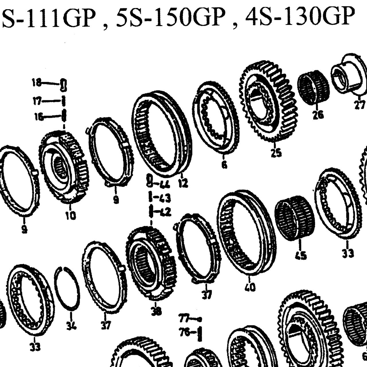 Каретка синхронизатора 3-4 передач КПП ZF 5S-150GP HOWO (Хово) — положение на схеме Вторвал. Синхронизатор. Шестерни.  5s-111GP 5S150GP 4s-130P