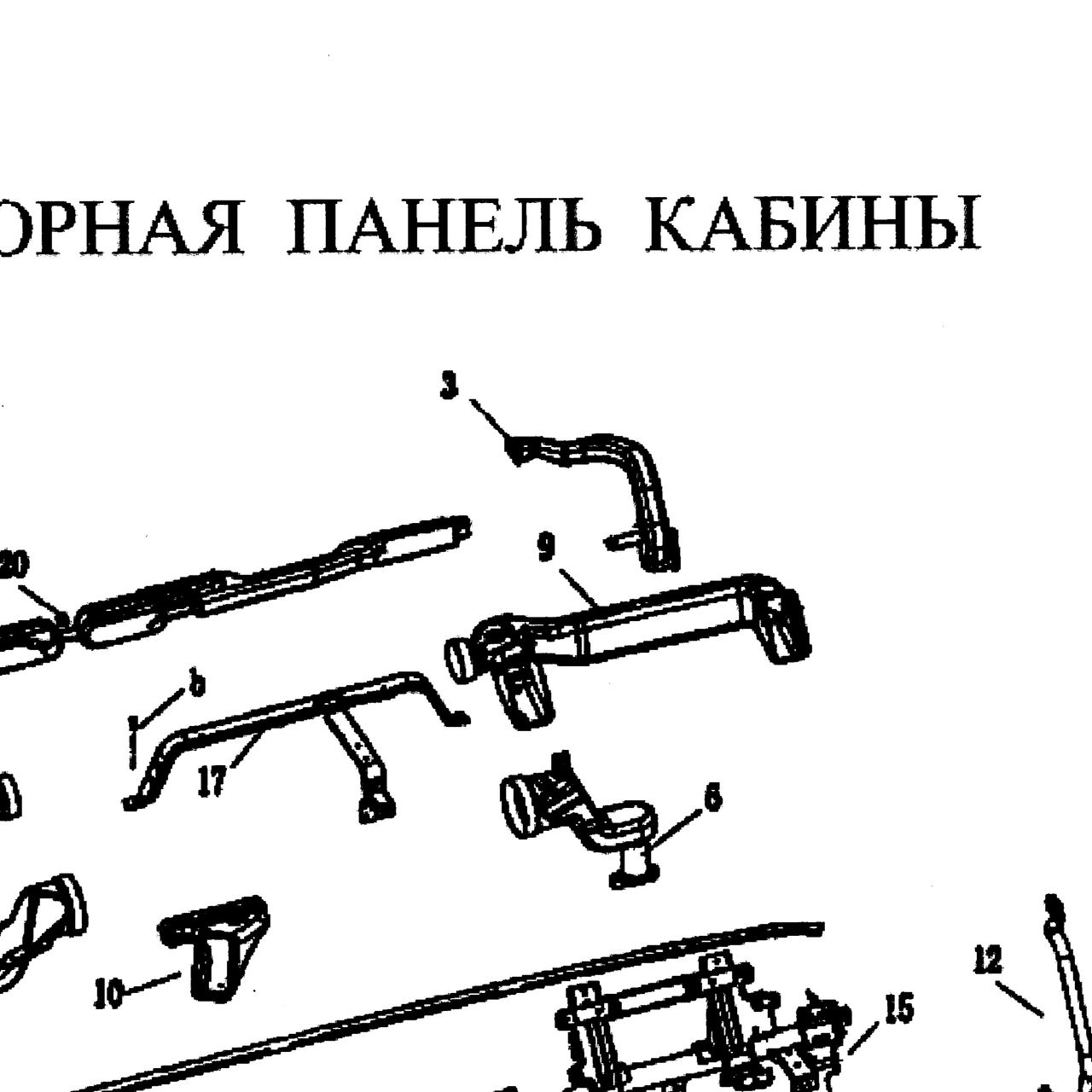 правая труба обдува в сборе — положение на схеме Составные части приборной панели