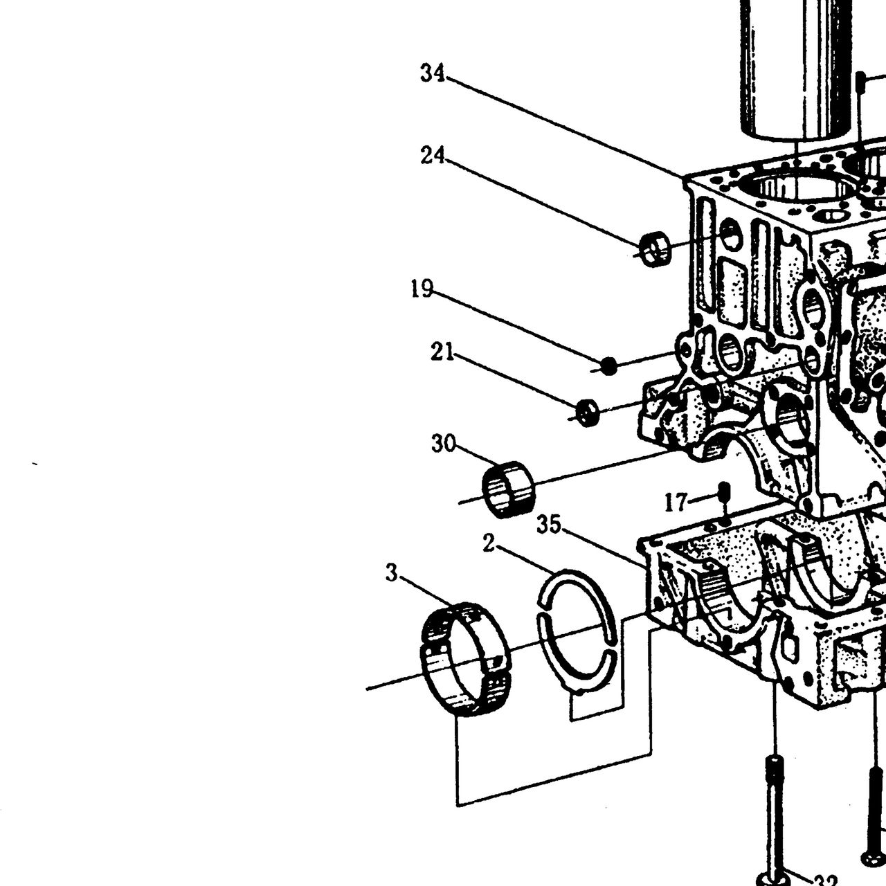 Втулка распредвала WD615 Евро-2 (к-т 7шт) HOWO (Хово) BEIFANG BENCHI — положение на схеме Блок цилиндров