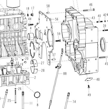 Штифт направляющий корпуса редуктора (HanDe Axle) HDZ300/5.262 — положение на схеме Блок цилиндров D12 E2