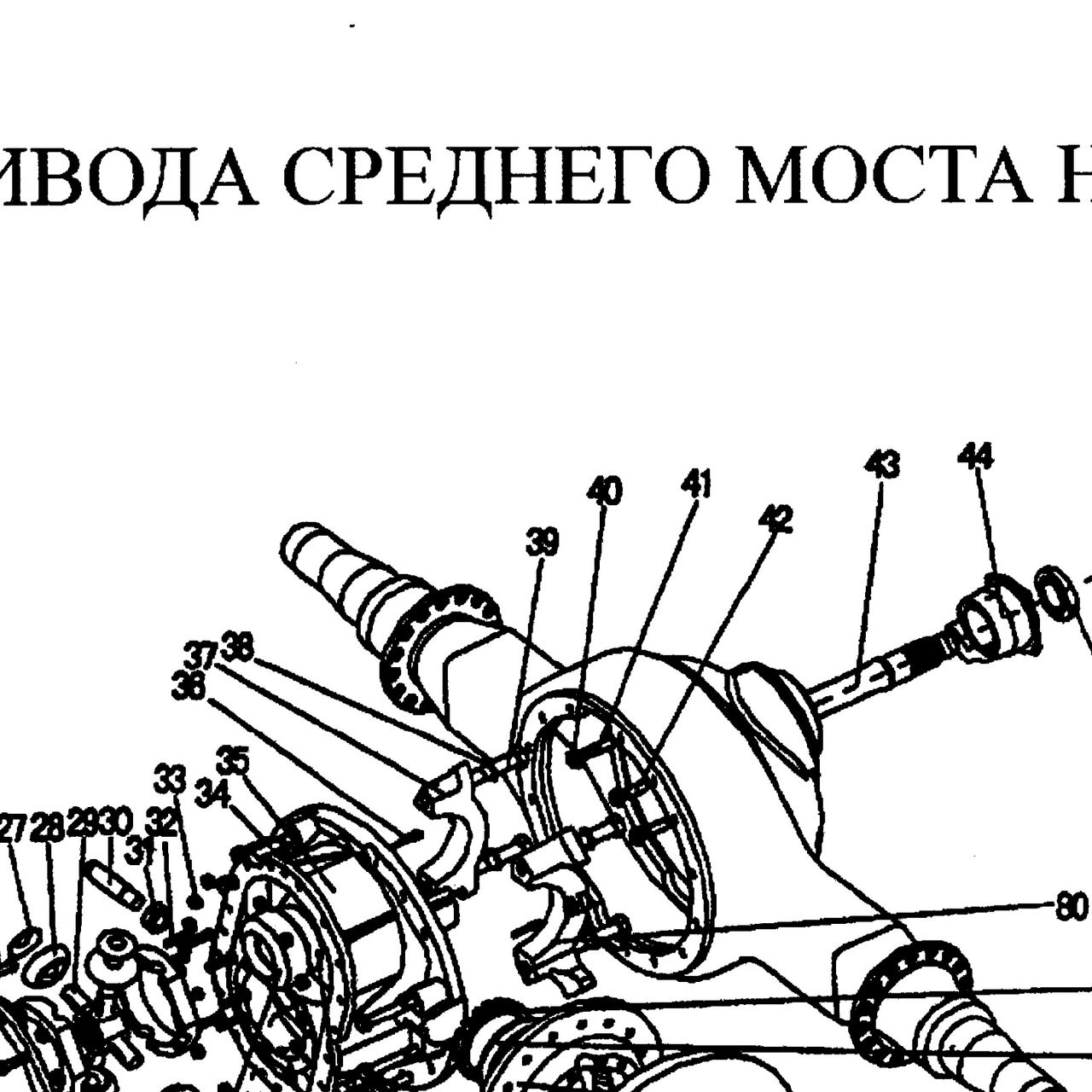 Винт — положение на схеме Механизм привода среднего моста (Редуктор, дифференциал)
