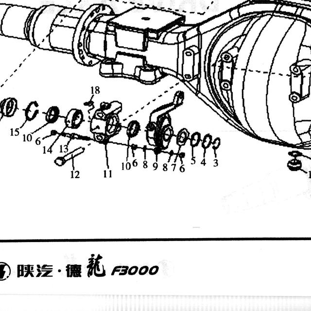 Трещотка SHAANXI F3000 (самоподвод.) задняя правая — положение на схеме Мост ведущий одноступенчатый редукторный HD469