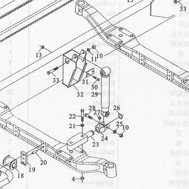 Амортизатор подвески передний F3000 (ORIGINAL) SHACMAN 199112680014 — положение на схеме Передний стабилизатор в сборе (8×4)