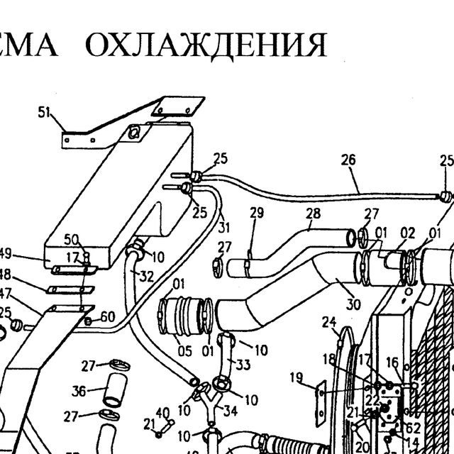 резиновый шланг — положение на схеме Радиатор