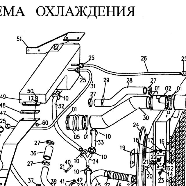 хомут для шланга — положение на схеме Радиатор