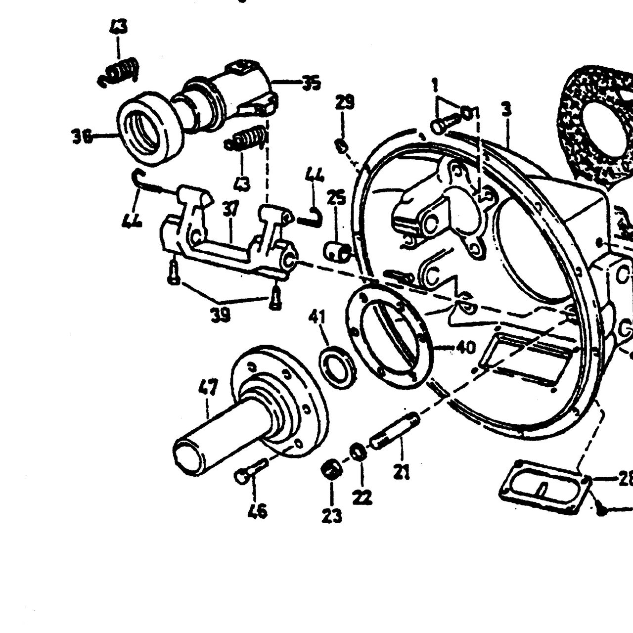 Сальник первичного вала КПП JAC N-120, Компас-12 — положение на схеме Картер сцепления и корпус коробки
