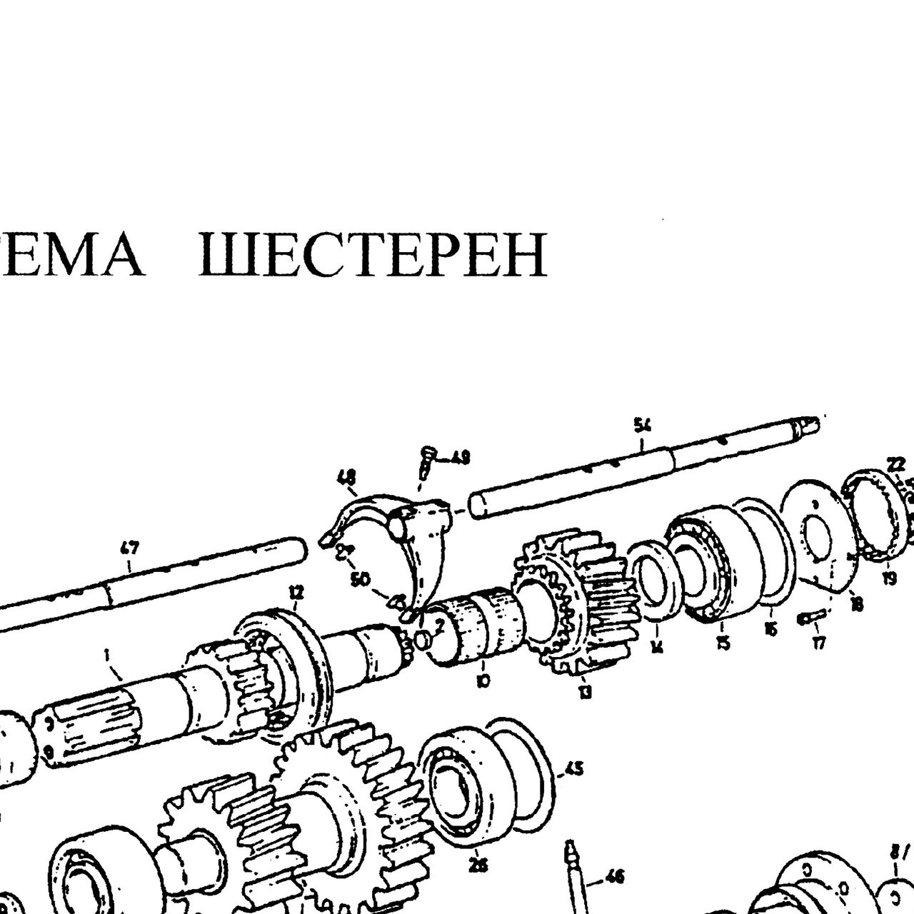 Деталь по артикулу 12700240064 — положение на схеме Система шестерен