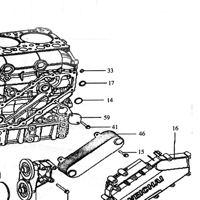 Штифт направляющий ГБЦ цилиндрический WD615/WP10/WD12 — положение на схеме Блок цилиндров.