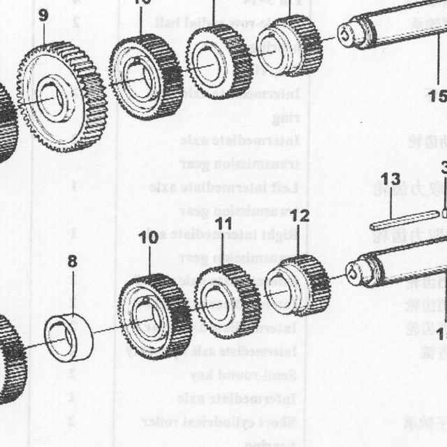 Шестерня 2-й передачи промежуточного вала FULLER, (9JS135-1701052). — положение на схеме Промежуточный вал в сборе левый/правый 9JS119