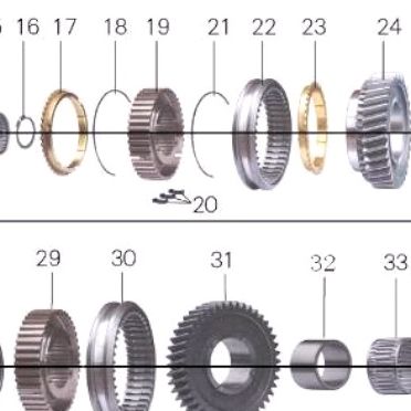 Сухарь JAC N56 муфты синхронизатора КПП 3,4-й и 1,2-й передачи OE — положение на схеме КПП Вал вторичный