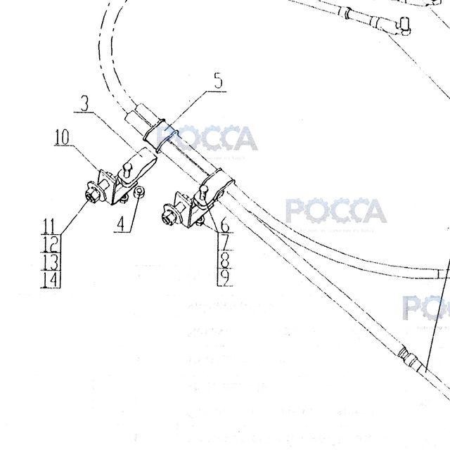 Болт (ORIGINAL) SHACMAN Q150B0625 — положение на схеме Троса КПП.