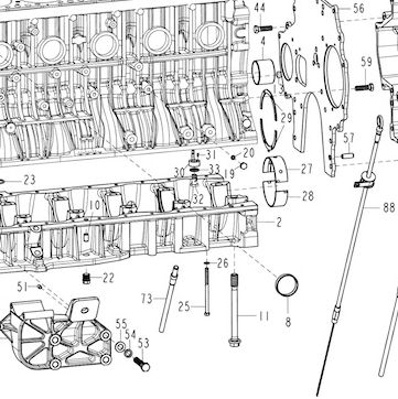 Болт SHACMAN SHAANXI OE — положение на схеме Блок цилиндров D12 E2