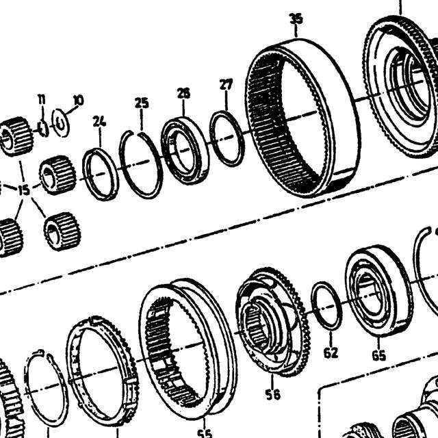 Пружина сухаря синхронизатора делителя наруж. HOWO (Хово) КПП ZF 5S-150GP — положение на схеме Шестерни демультипликатора