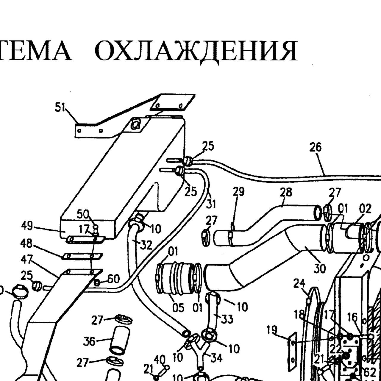 хомут для шланга — положение на схеме Радиатор
