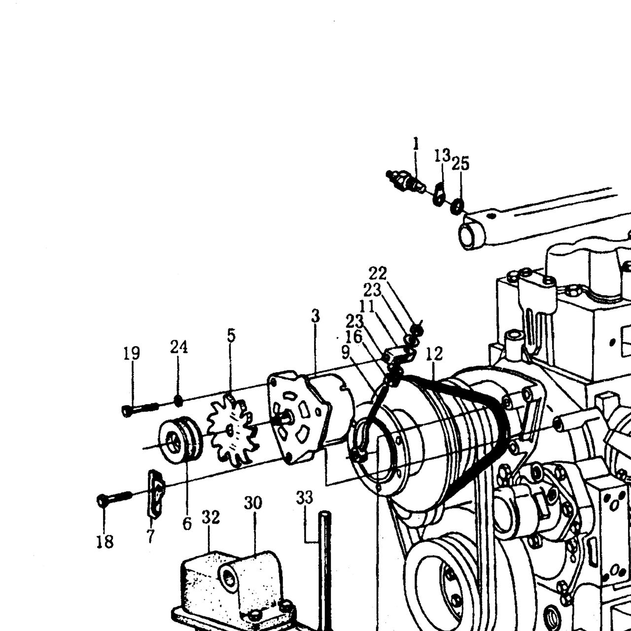 Генератор 35A 24V Евро-2 HOWO (Хово) — положение на схеме Стартер и генератор.
