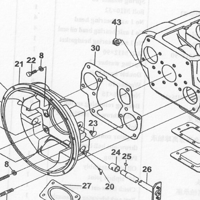 Прокладка SHACMAN SHAANXI крышки нижней КПП 9JS135A/TA,12JS200TA OE — положение на схеме Сборка корпуса сцепления и коробки передач 9JS135