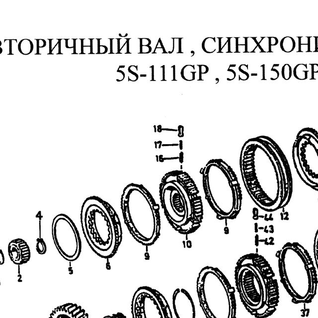 Пружина нажимной части толкателя (сухаря) внутреняя (КПП ZF5S-150GP) Howo — положение на схеме Вторвал. Синхронизатор. Шестерни.  5s-111GP 5S150GP 4s-130P