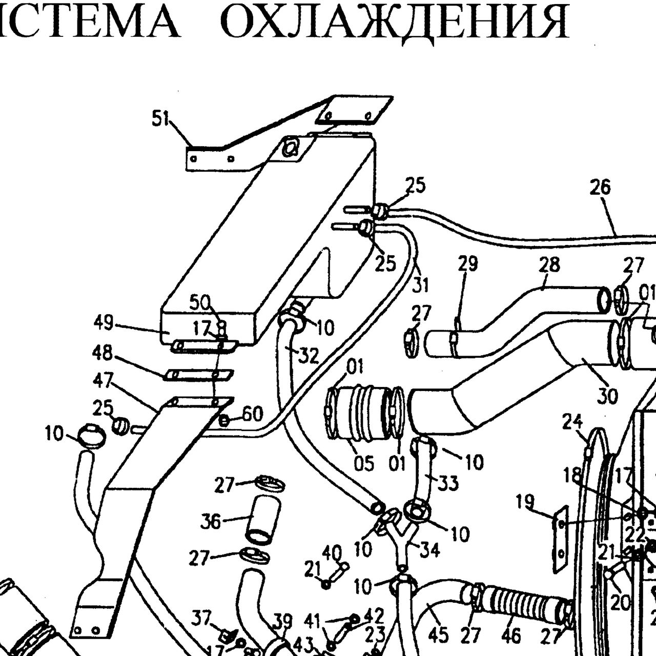 хомут для шланга — положение на схеме Радиатор