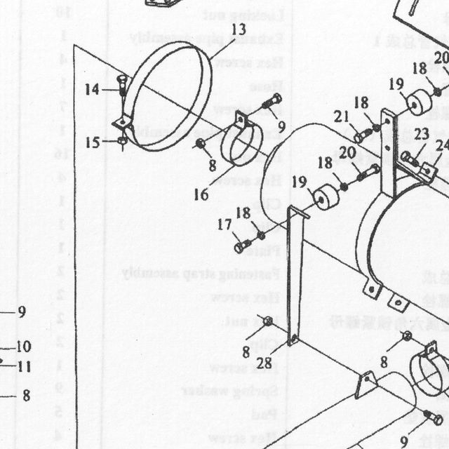 Болт блокировки шкворня JAC N-56, N-120, Компас-5 — положение на схеме Выпускная труба и глушитель