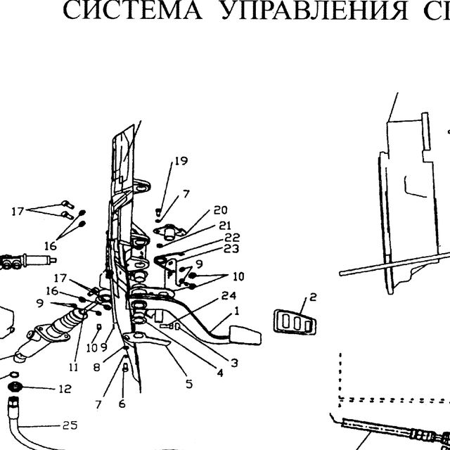 гайка — положение на схеме Система управления сцеплением (ПГУ,РЦС,педаль)
