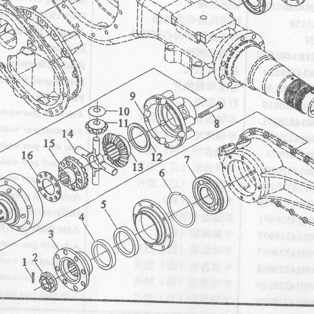 Шайба опорная шестерни межосевого дифференциала МОД d104х80 HOWO (Хово) — положение на схеме Средний мост приводной механизм I