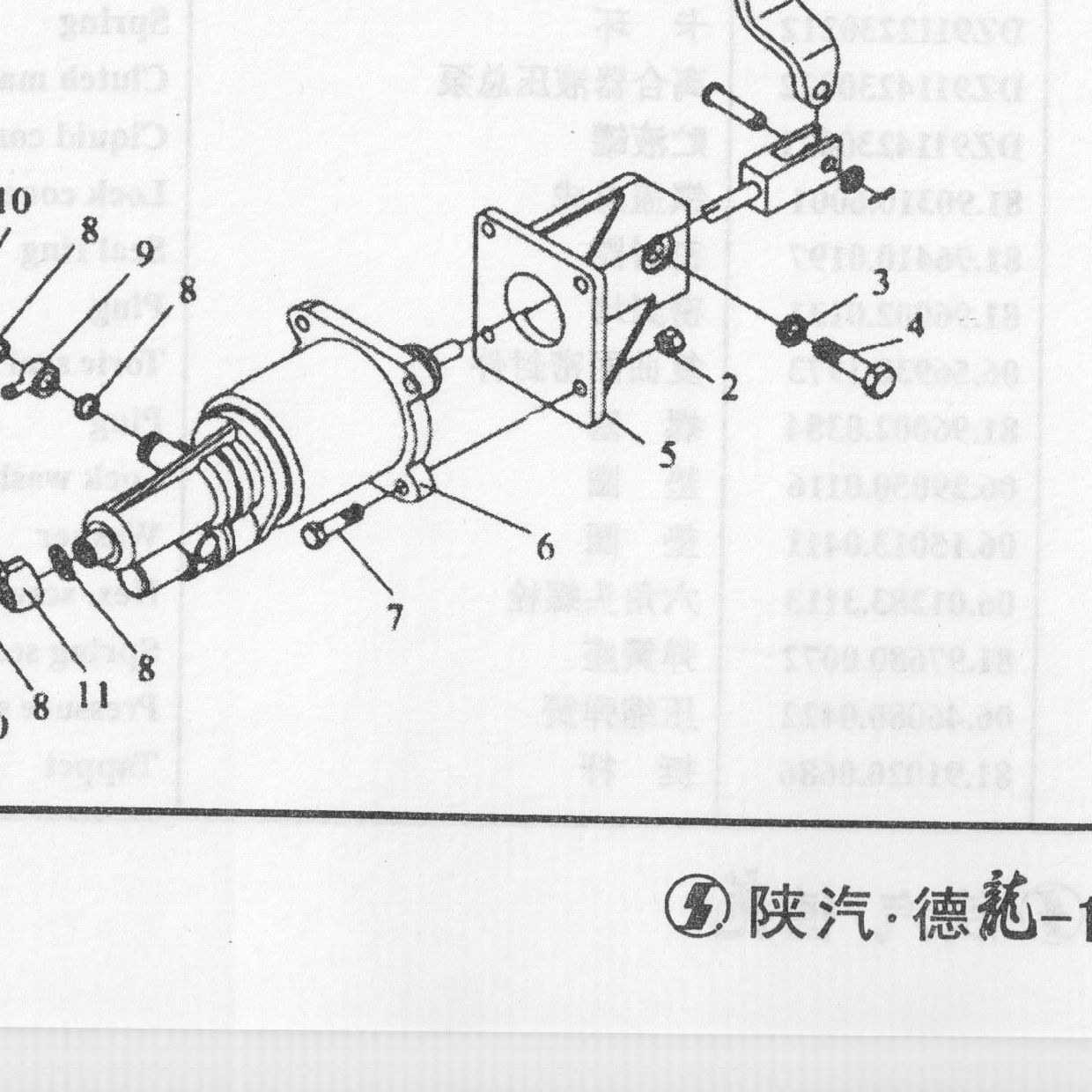 ПГУ МЦО 92мм SHAANXI (Шанкси) SHACMAN (Шакман) — положение на схеме Устройство управления выжимным сцеплением