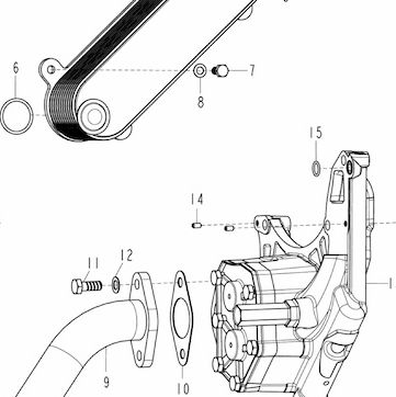 Шпонка вторичного вала (цилиндрическая) КПП JAC N-120 — положение на схеме Масляный насос и масляный фильтр  D12 Euro2