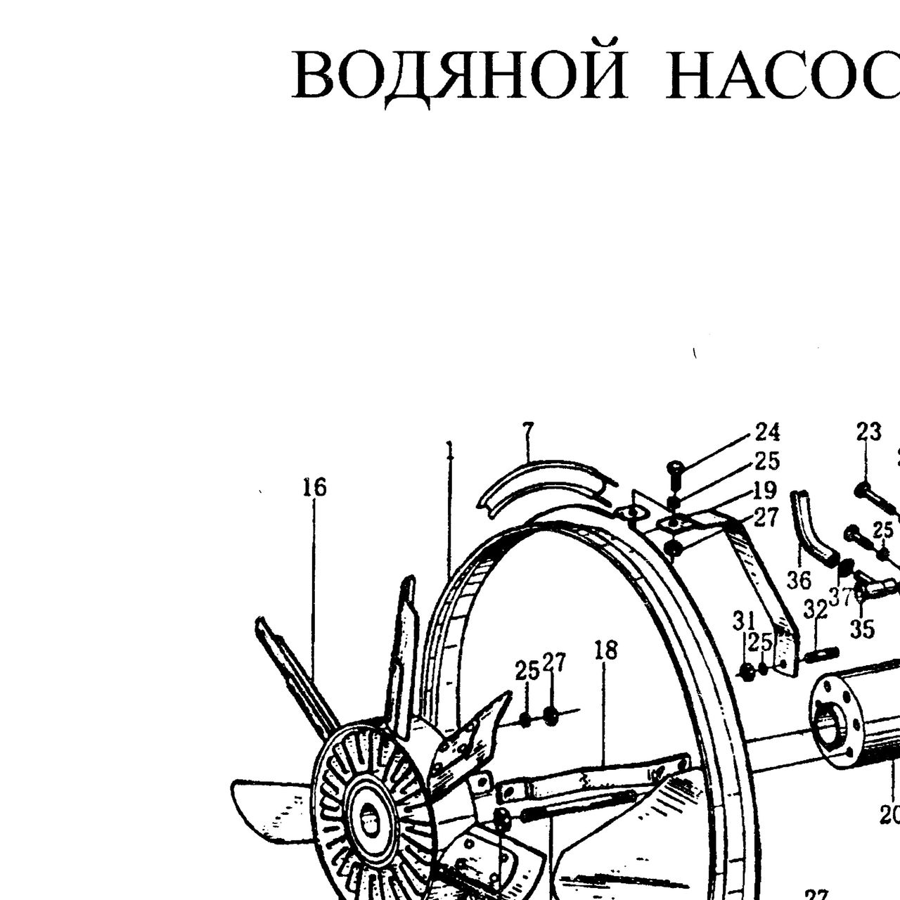 Поршневое кольцо — положение на схеме Водяной насос и вентилятор