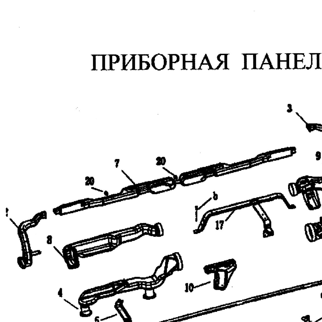 пластмассовый опорный палец — положение на схеме Составные части приборной панели