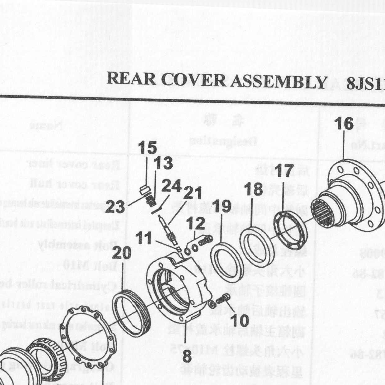 Шестерня (вал) привода спидометра ведомая КПП Fuller FAST GEAR HOWO (Хово) — положение на схеме Крышка задняя КПП 8JS118