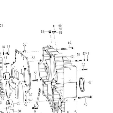 Картер маховика D12 HOWO A7 (Хово А7) — положение на схеме Блок цилиндров D12 E2